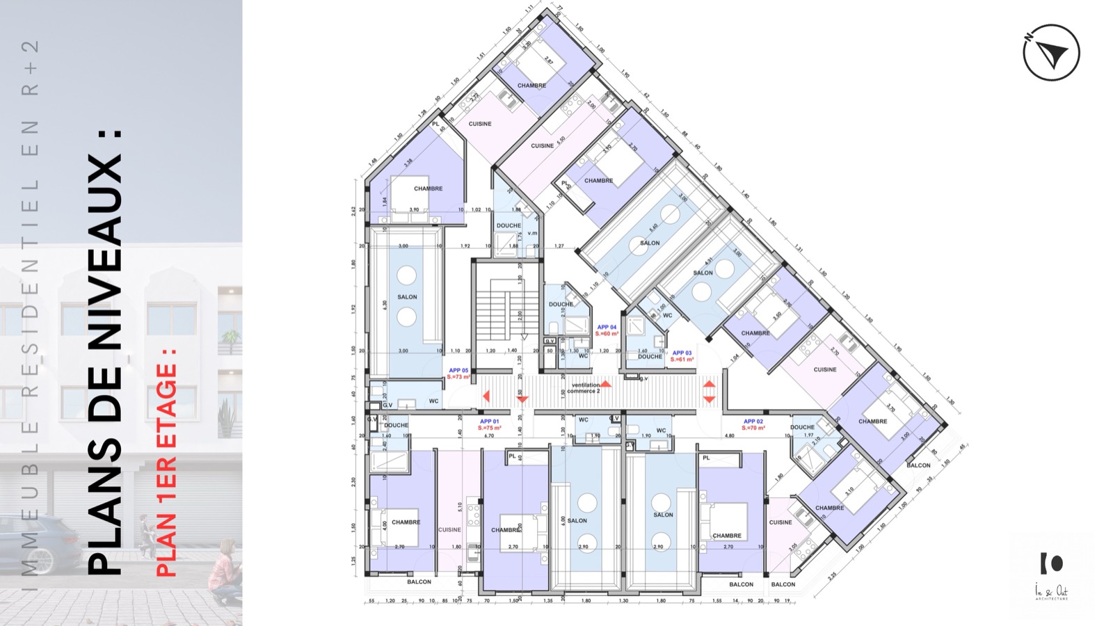 Plan du 1er étage — appartements 01 à 05